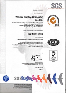 Winstar (Changshu) ISO 14001:2015 Certificado