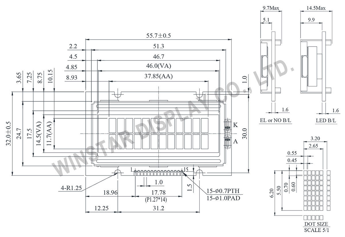 Display LCD 12x2, Small LCD Displays, Miniature LCD Display - WH1202A - Winstar