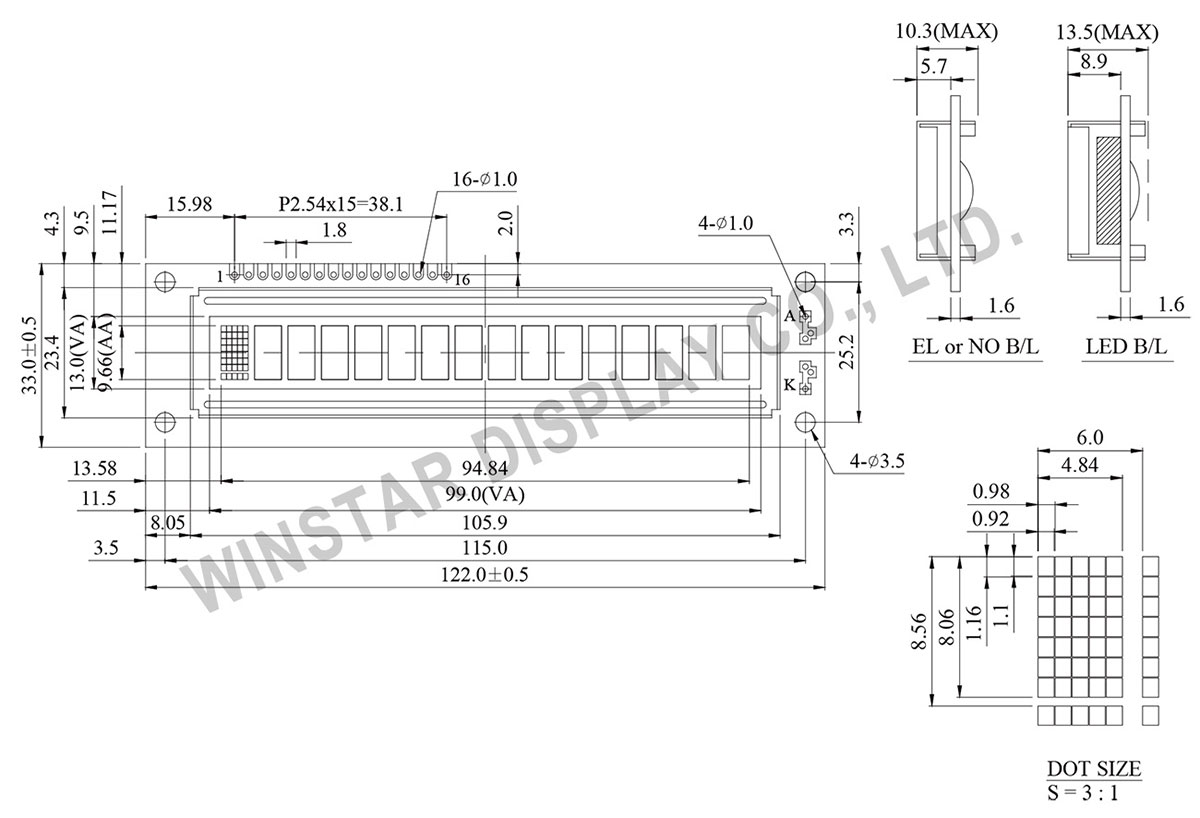 Winstar LCD Alphanumeric 16x1 - WH1601L