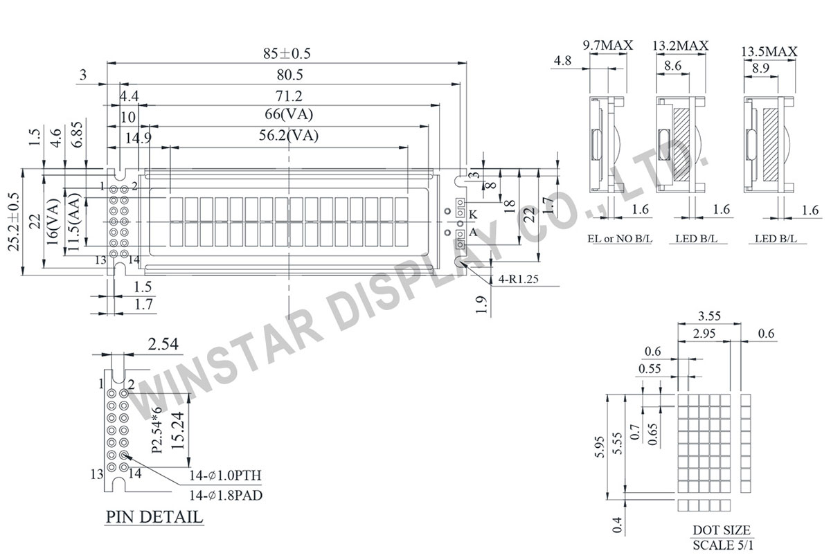 Winstar WH1602P LCD Character Modules 16x2
