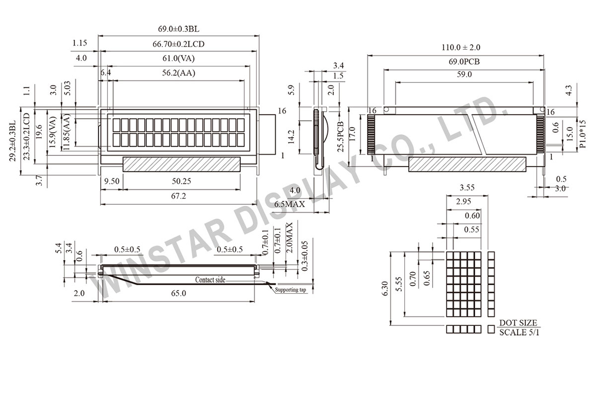 Winstar WH1602V2 - 16x2 LCD Character Display