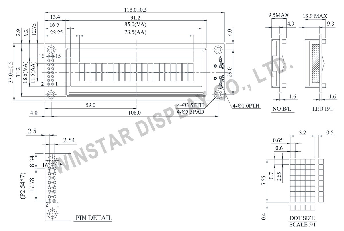 Winstar WH2002A - LCD 20x2, LCD Display 20x2, Display 20x2, Display LCD 20x2