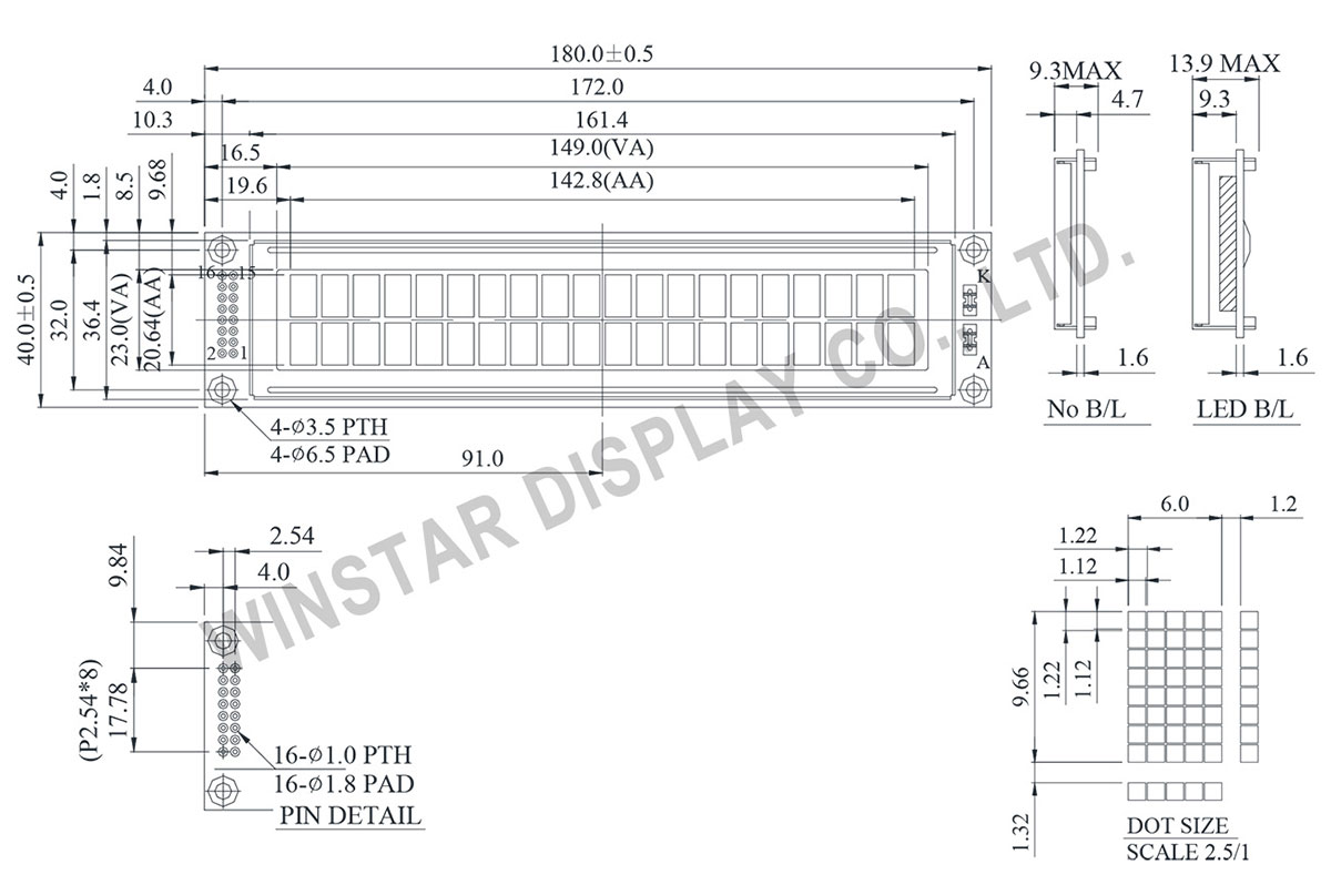 Winstar WH2002L Character LCD 20x2 Datasheet