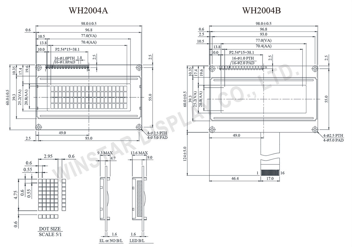 Winstar WH2004A Character Module 20x4