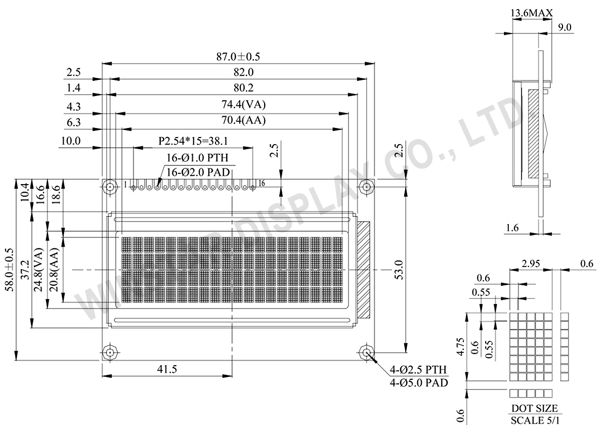 Winstar WH2004G - 20x4 Character LCD Display, 20x4 LCD Display, 2004 LCD Display