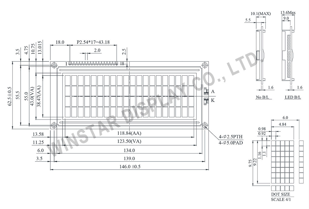 STN LCD Module, STN Display, STN LCD Display, LCD STN 20x4 - WH2004L