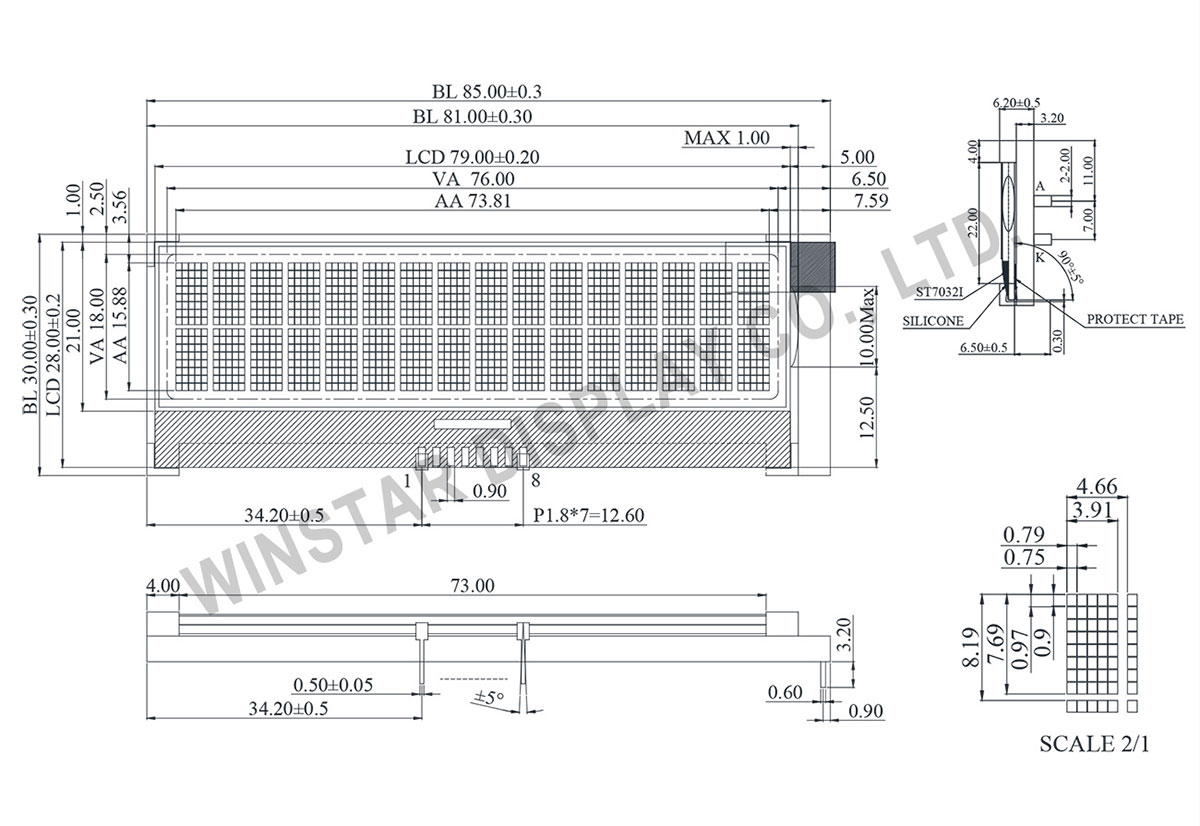 COG LCD Display Module 16x2 - WO1602B - Winstar