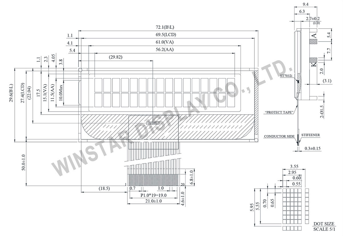 Winstar WO1602F - Chip-on-Glass LCD Module 16x2