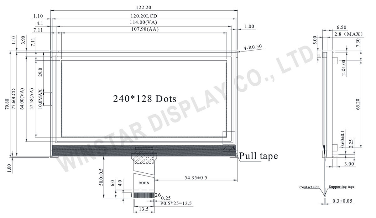 Chip on Glass  LCD Module 240x128 - WO240128B