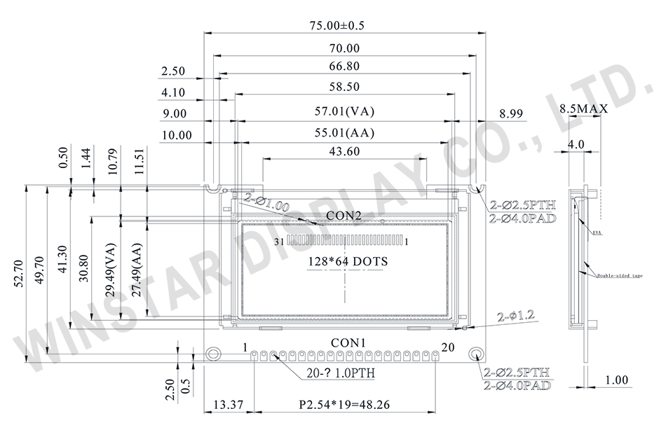 COG OLED WEO012864J Spec.