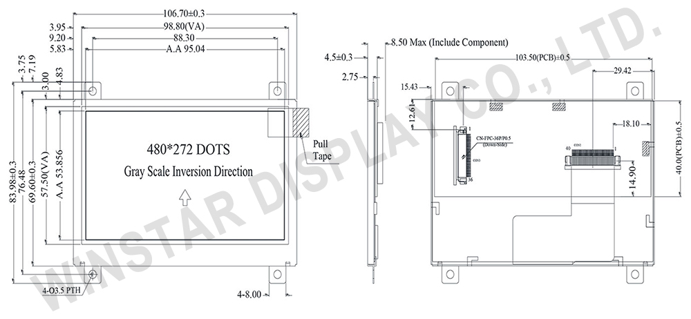 TFT P Series WF43P spec