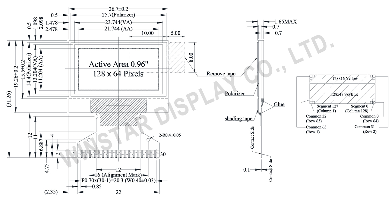 Dual Color 0.96" OLED WEO012864MX