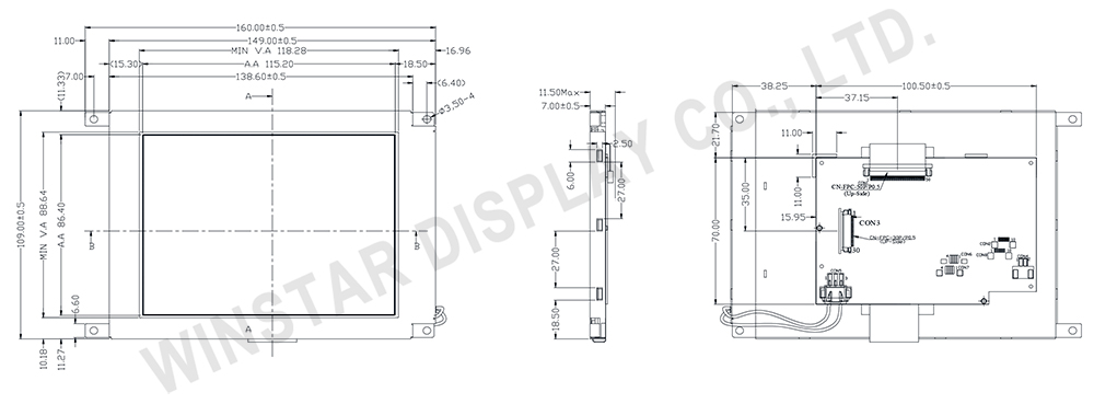 TFT WF57B with LVDS Carrier Board
