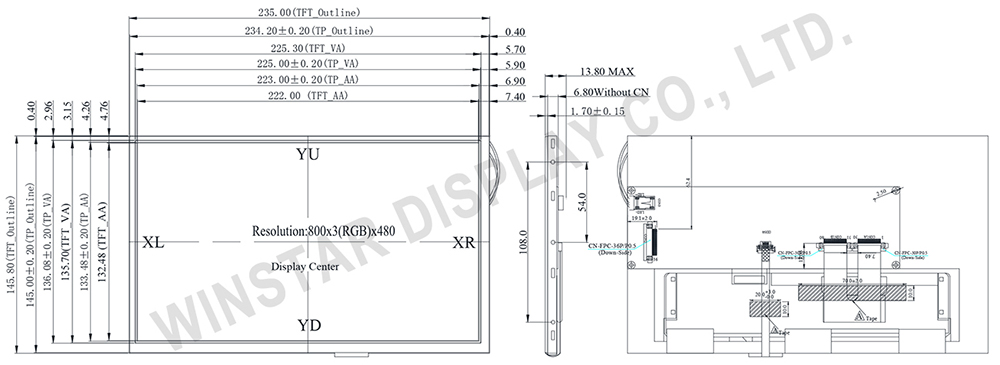 TFT LCD Display 10.2” WF102P