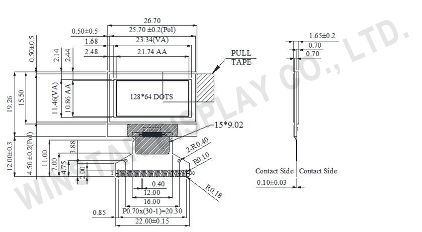 0.96” OLED WEO012864C