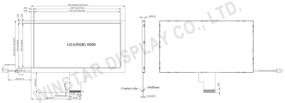 LVDS 7 inch TFT WF70B with High Brightness & Wide View Angle