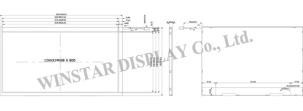 High Brightness 10.1 inch IPS TFT Display– LVDS WF101F - spec
