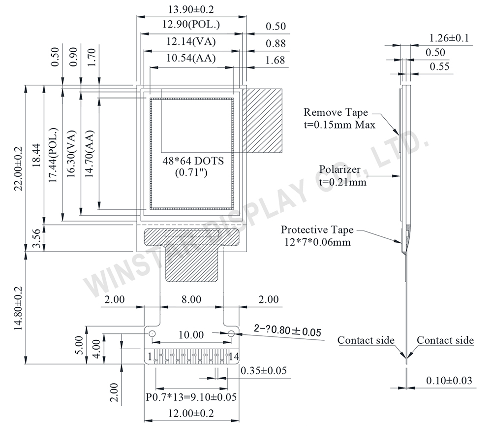Winstar Display - 0.71 inch OLED WEO004864A