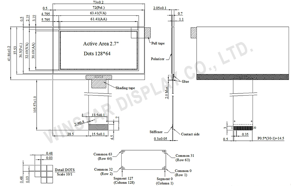 1.54 inch OLED WEO012864A spec.