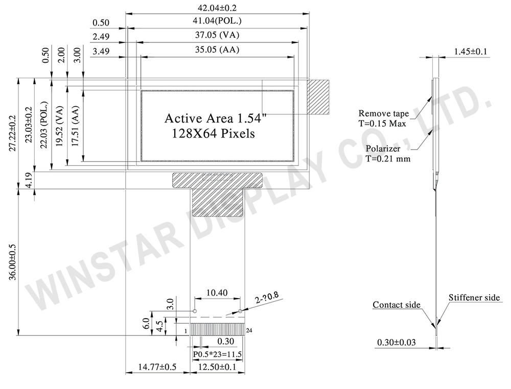 1.54 inch OLED WEO012864A spec.