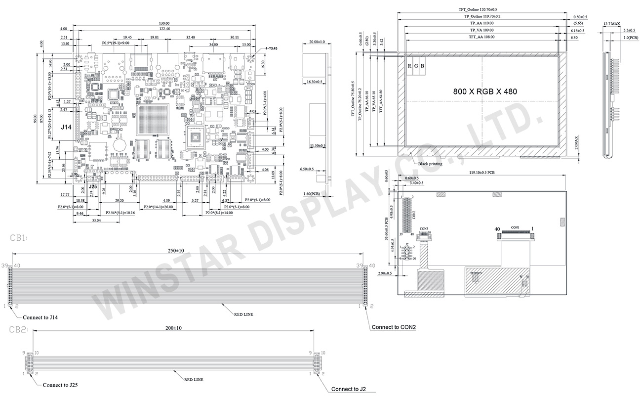 Motherboard, 5 PCAP TFT (RGB) with Embedded Linux / Android OS SBC Motherboard