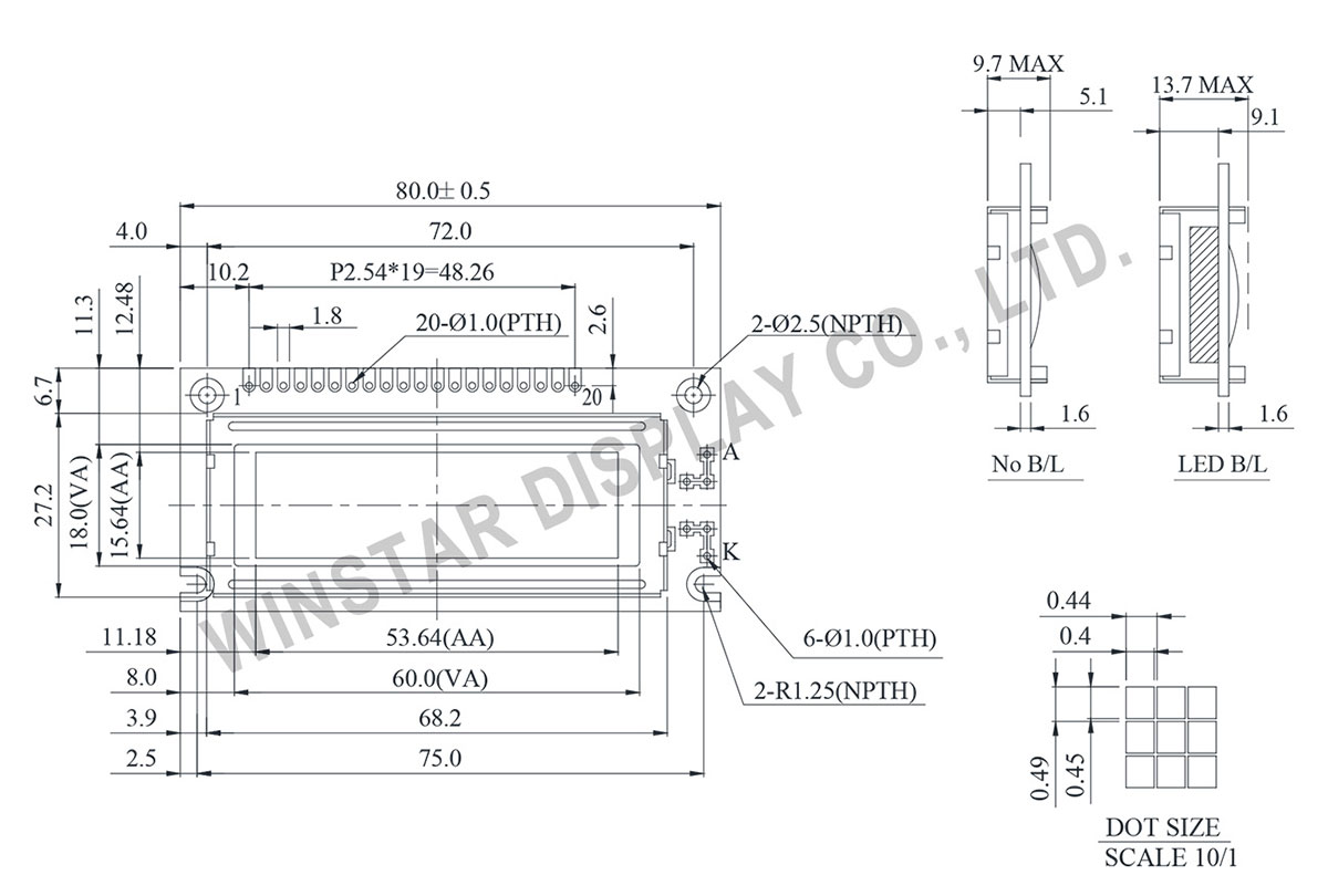 Winstar Graphics LCD Modules, Graphics LCD, LCD 122x32 - WG12232E