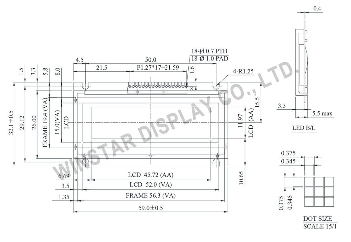 Winstar Display WG12232K - Graphic LCD Display 122 x 32