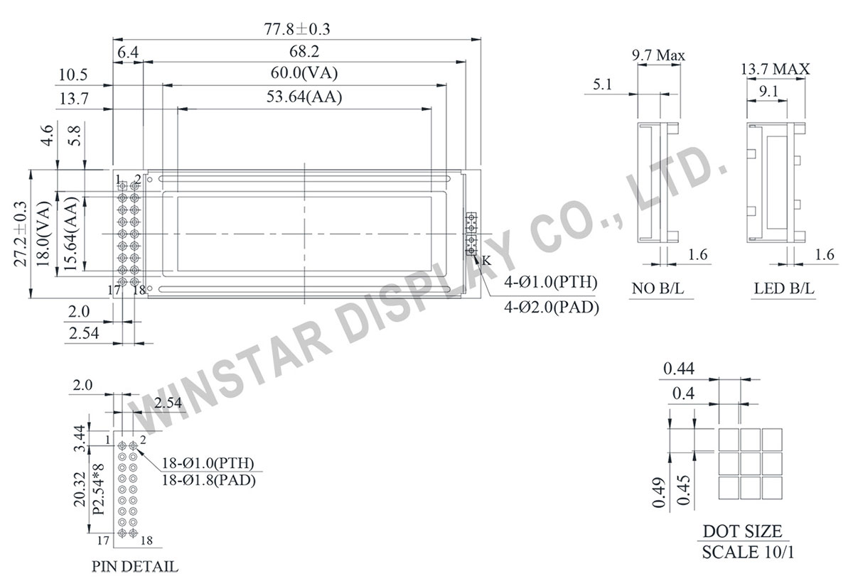 Winstar WG12232O 122x32 Graphic Displays