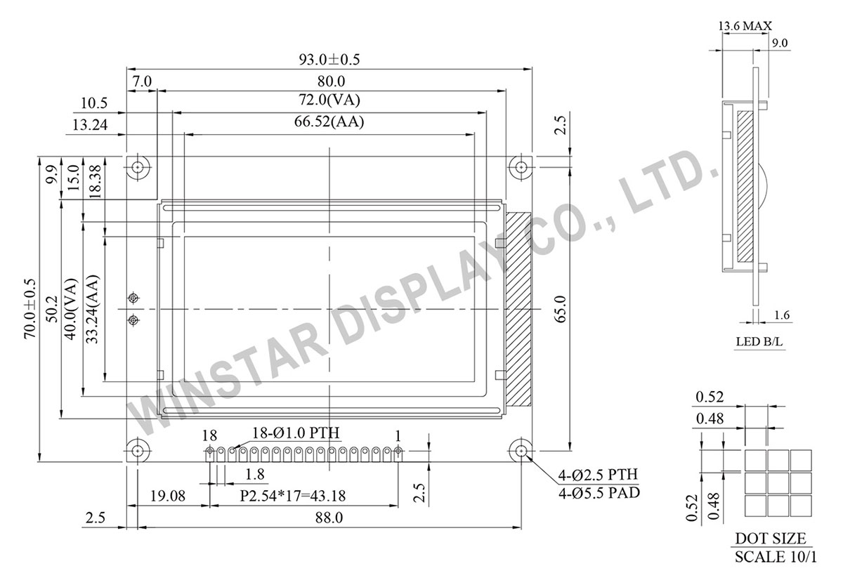 Winstar 128x64 Graphic Dot LCD Display - WG12864J3