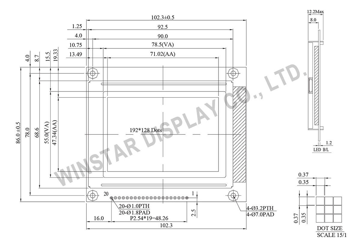 192 x 128 LCD, LCD Graphical Display, Winstar Graphical Display