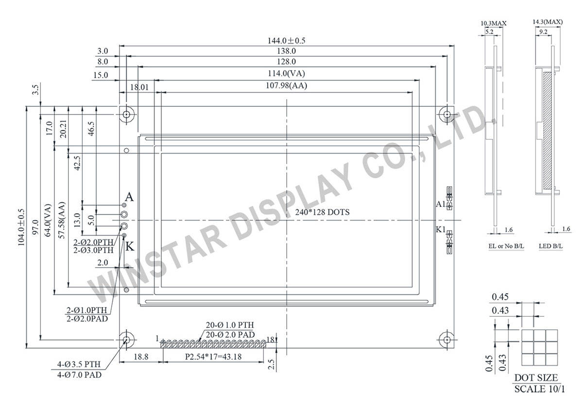 Winstar Graphic Displays LCD 240x128 - WG240128E
