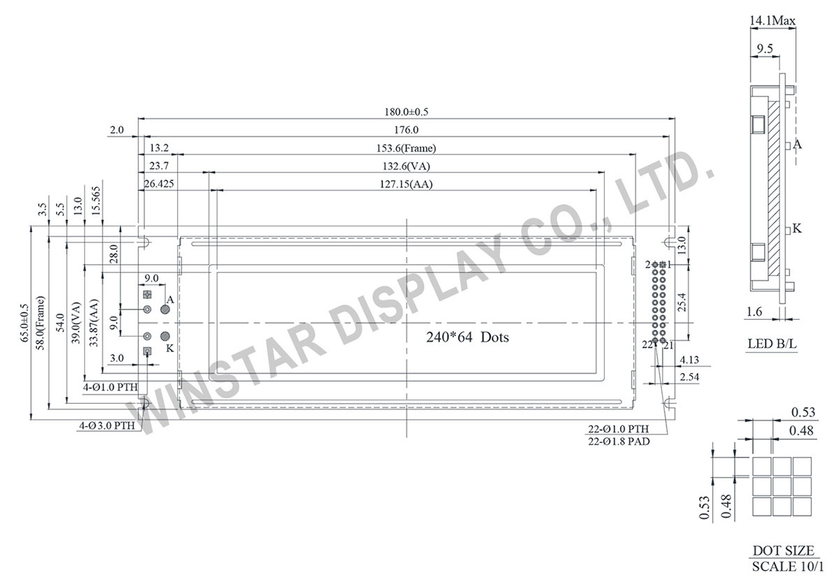 Winstar 240x64 Graphic LCD Display - WG24064J