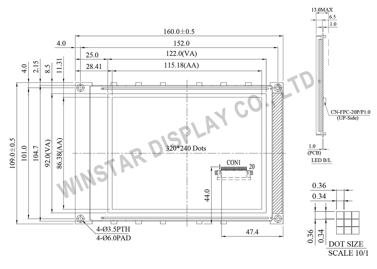 Winstar 320x240 LCD Module, WG320240BX 320240 LCD