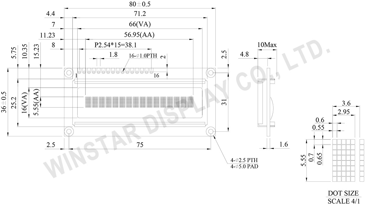 WEH001601A - 16x1 OLED Character Display