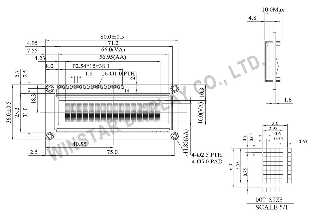 WEH001602A 16x2 OLED Character Display