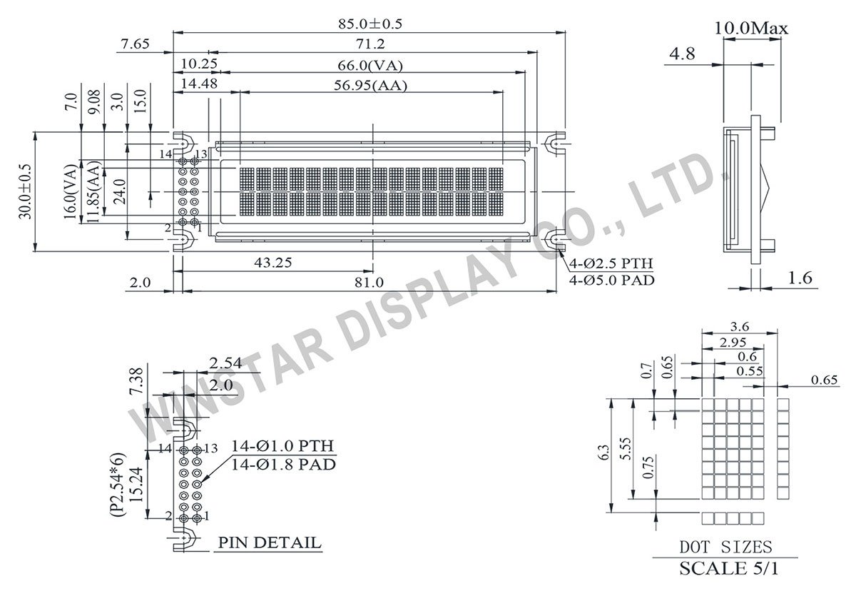 Winstar OLED 16x2, OLED Display 16x2 - WEH001602D