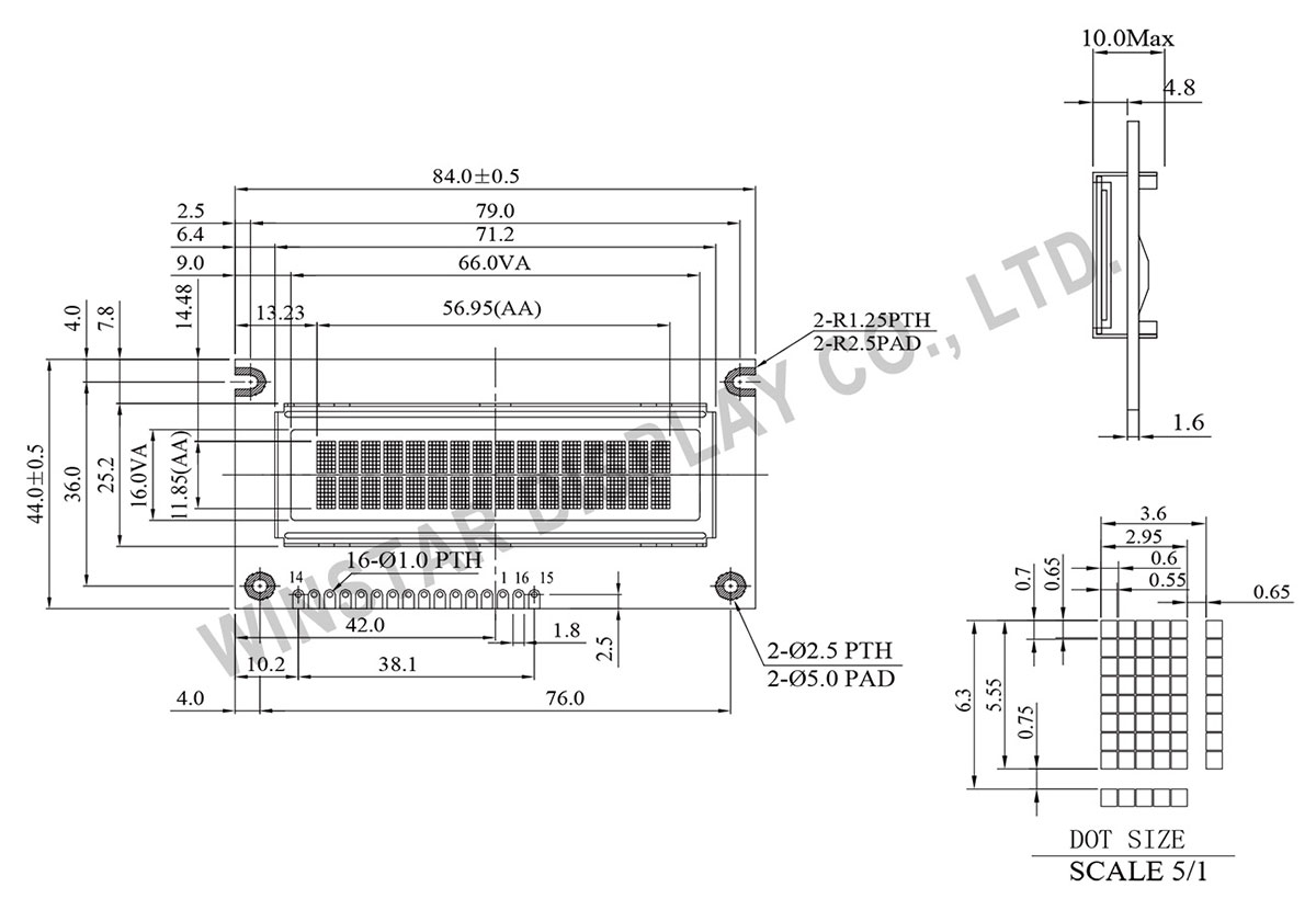 WEH001602E - 16x2 Character OLED Module