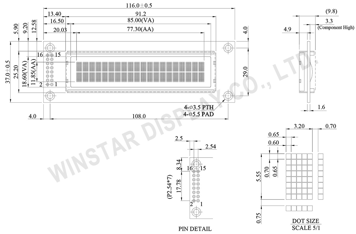 WEH002002A - Character OLED Display, OLED 20x2