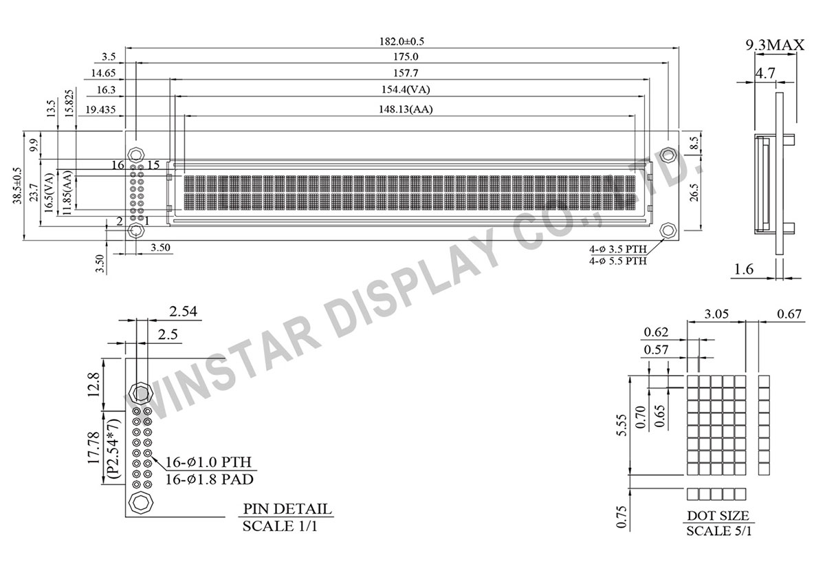 WEH004002A - OLED 40x2, 5.85 inch OLED Drawing