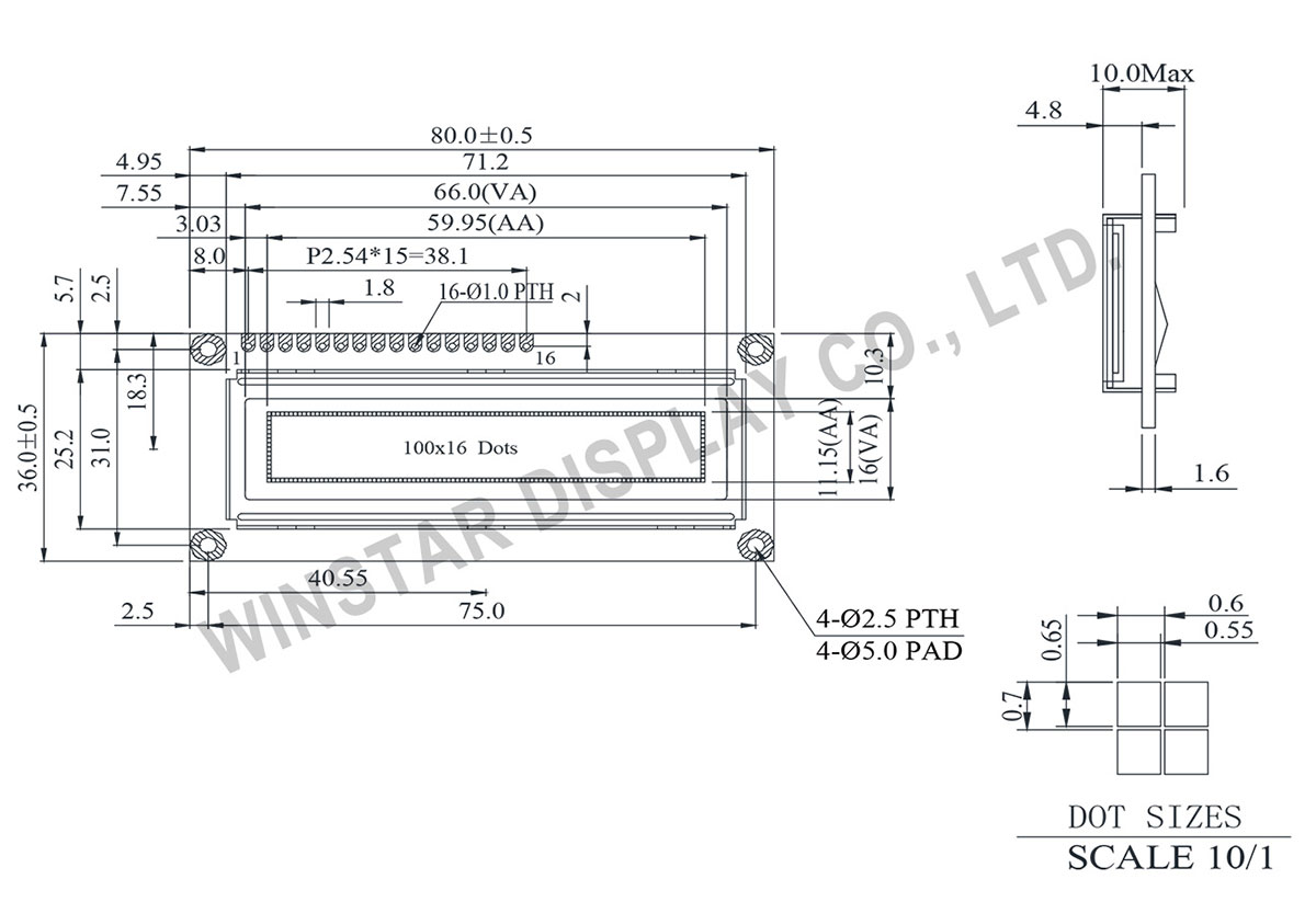 Winstar OLED 2.4, Organic Light Emitting Diode Display - WEG010016A