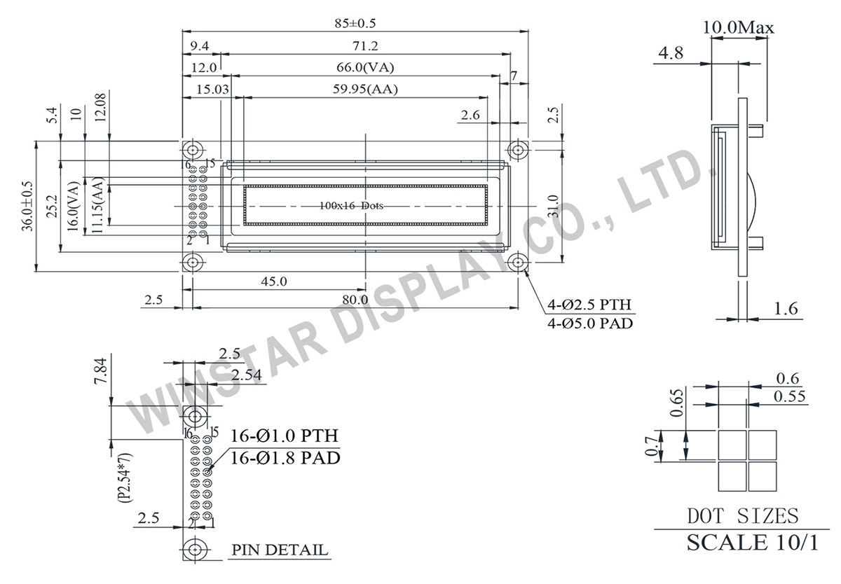WEG010016C - 2.4" OLED Display Module 100x16