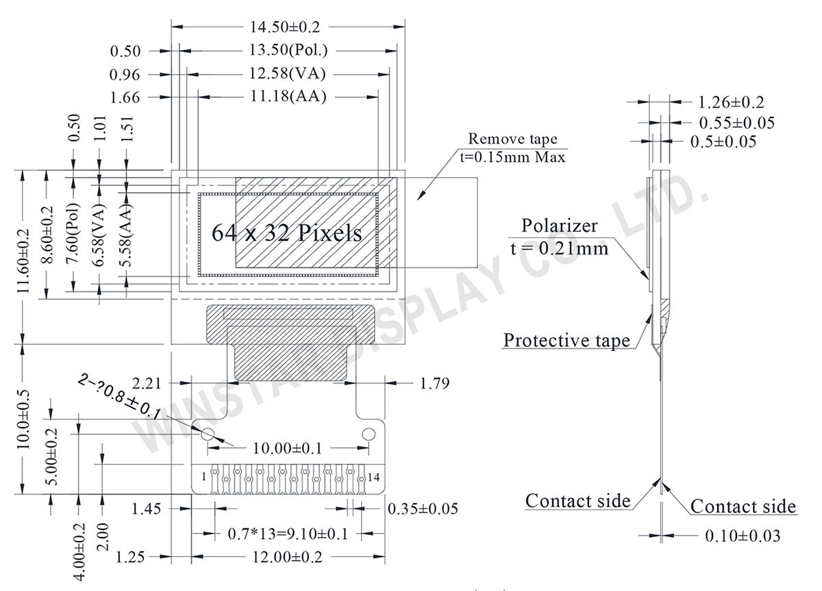 Micro OLED Display, 0.49 OELD, 64x32 OLED Micro Display, Micro OLED Screen - WEO006432A