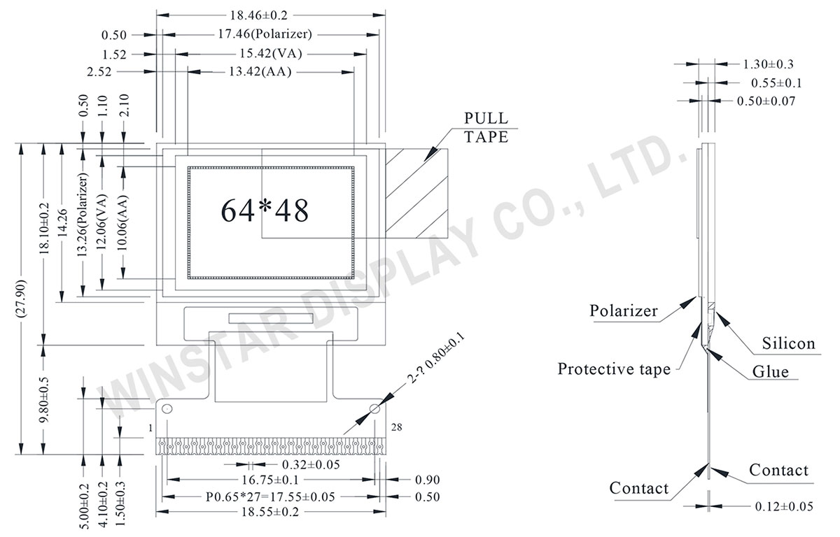 0.66 Mini OLED, 64x48 pixel OLED Display, Mini OLED Screen - WEO006448A