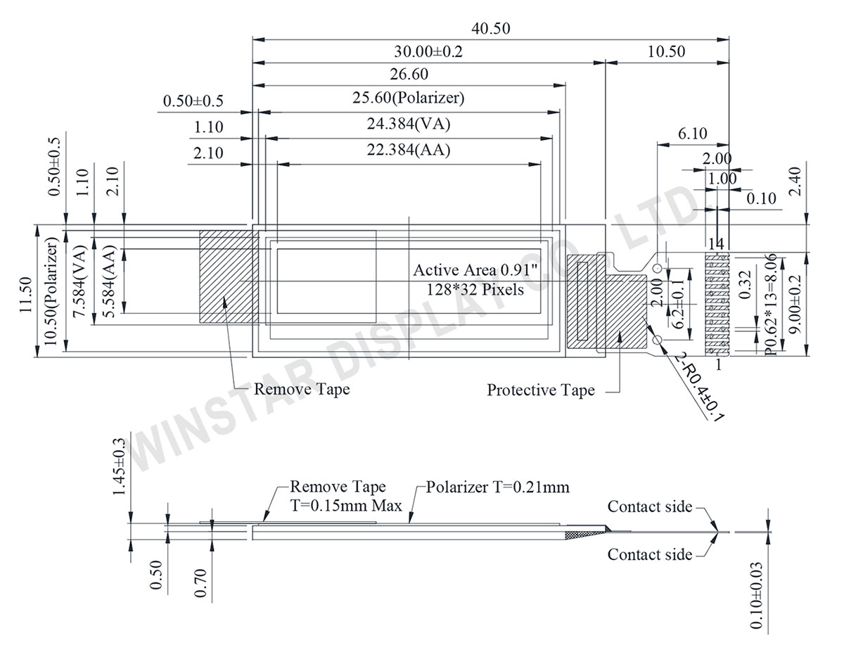 Winstar Display -Product Introduction - 0.91 inch OLED WEO012832F