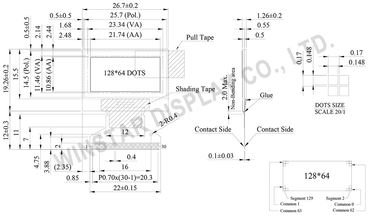 128x64 OLED Display, 128x64 OLED LCD, OLED 128x64, OLED Display 128 x 64 - WEO012864C