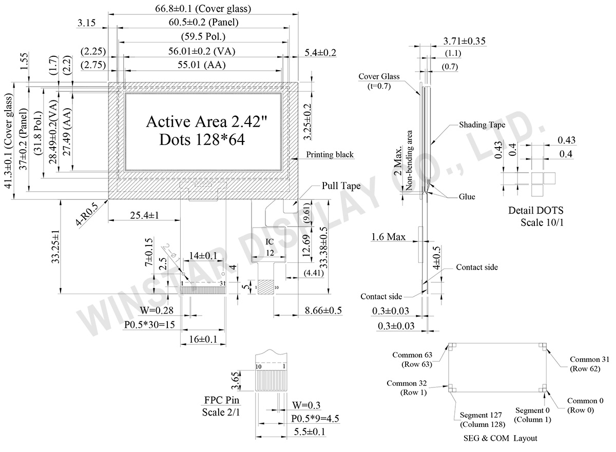 2.42 OLED Touch Display, Touch OLED, OLED Touch Screen Module, Touch Screen OLED Display 128x64 - WEO012864G-CTP