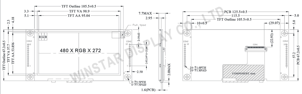 4.3" All in One TFT LCD Displays (Clever System) - Winstar Display