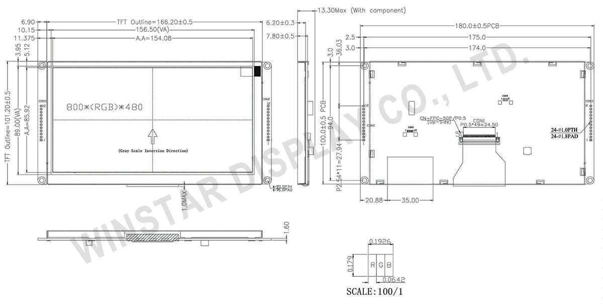 Winstar Display - 7" Clever System TFT LCD - WF70MTIBGDRN0