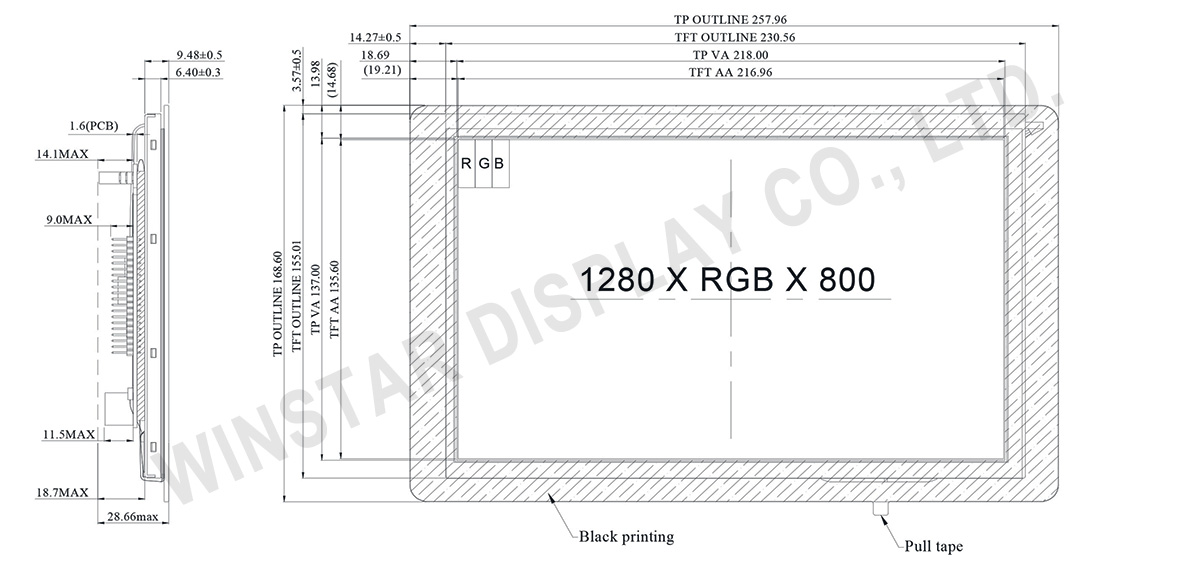Winstar - 10.1" HDMI Interface IPS TFT-LCD (PCAP) - WF101FSYFPLHGV