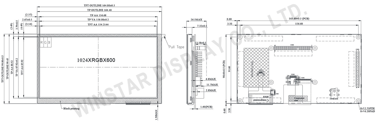 7 inch HDMI TFT Display with Capacitive Touch Screen - WF70A7TIFHLHGV